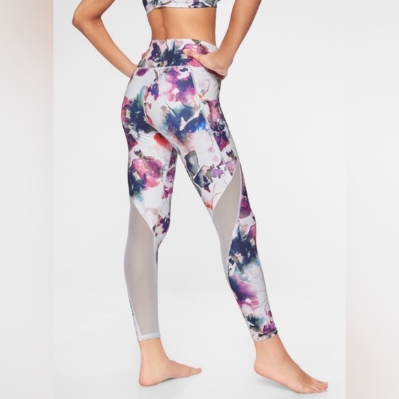 Athleta Mudra Multicolor Watercolor Floral Bra and Leggings Set Size S/M - Picture 2 of 13